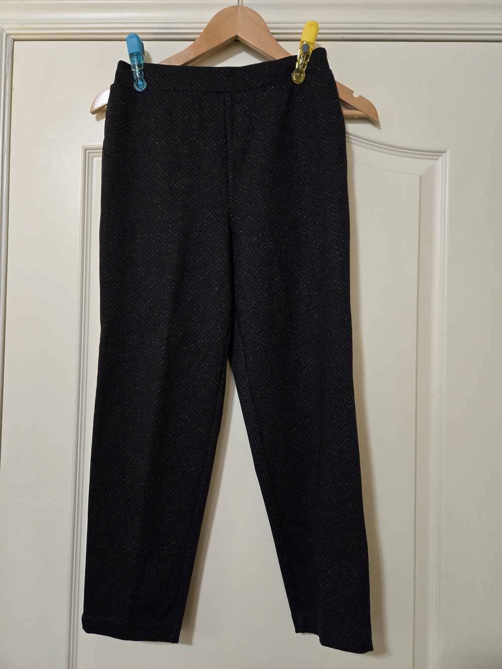 Joan Rivers Black And Gray Herringbone Stretch Pants Leggings Comfortable